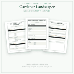 Gardener Landscaper — Financial Forms Bundle — Standard, PDF with fillable header sample pages