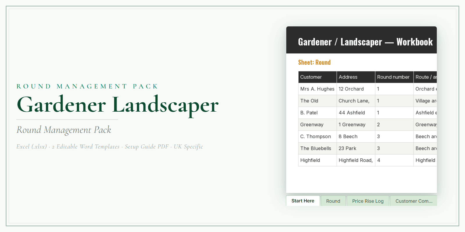 Gardener Landscaper — Round Management Pack, PDF product overview