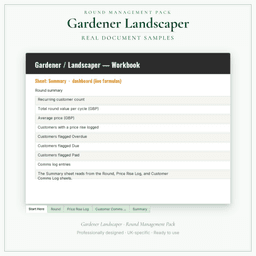 Gardener Landscaper — Round Management Pack, PDF sample pages