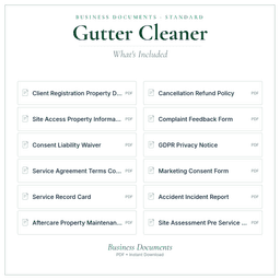 Gutter Cleaner — Business Documents — Standard, PDF with fillable header what's included preview