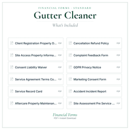 Gutter Cleaner — Financial Forms Bundle — Standard, PDF with fillable header what's included preview