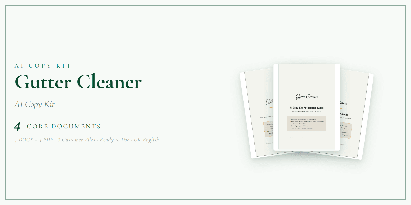 Gutter Cleaner — AI Copy Kit, PDF and editable DOCX product overview