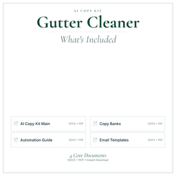 Gutter Cleaner — AI Copy Kit, PDF and editable DOCX what's included preview