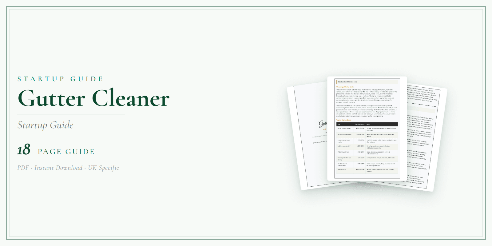 Gutter Cleaner — Startup Guide, PDF guide product overview