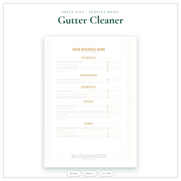 Gutter Cleaner — Price List & Service Menu, PDF product preview