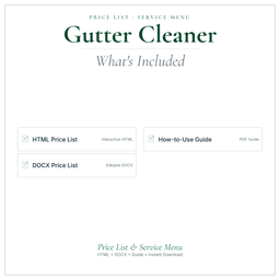 Gutter Cleaner — Price List & Service Menu, PDF what's included preview