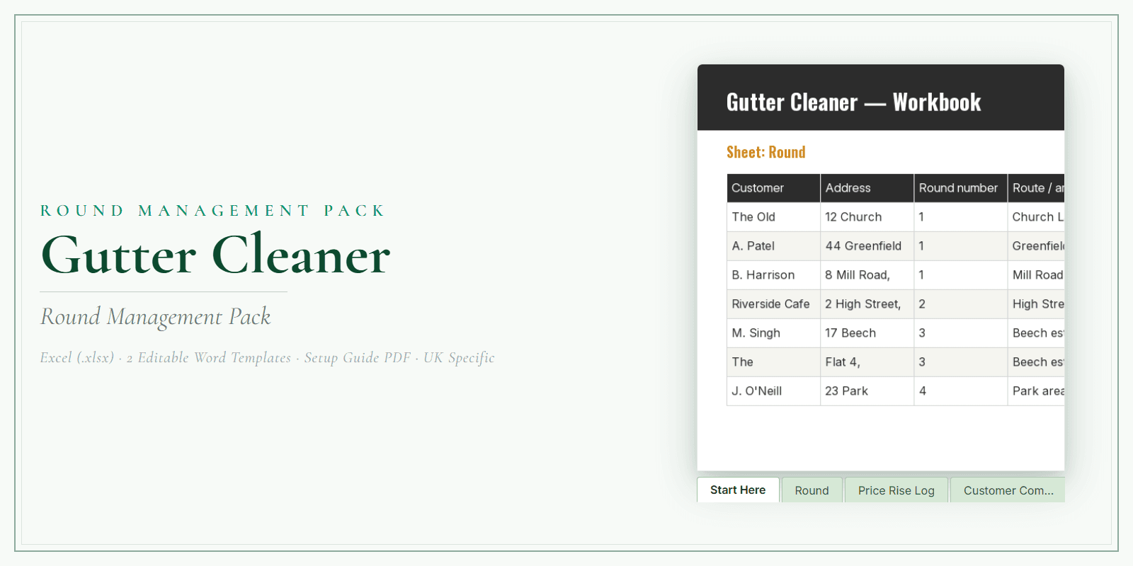 Gutter Cleaner — Round Management Pack, PDF product overview