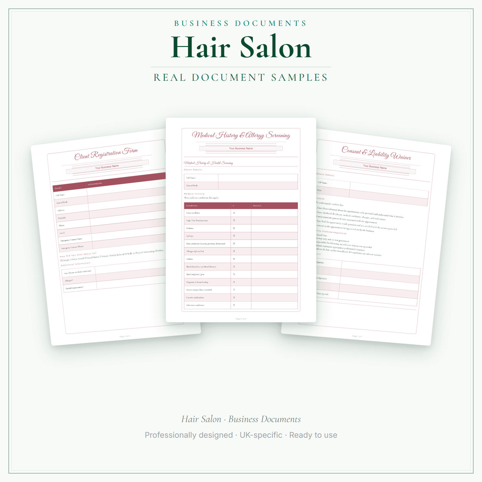 Business Documents — Standard — sample document pages