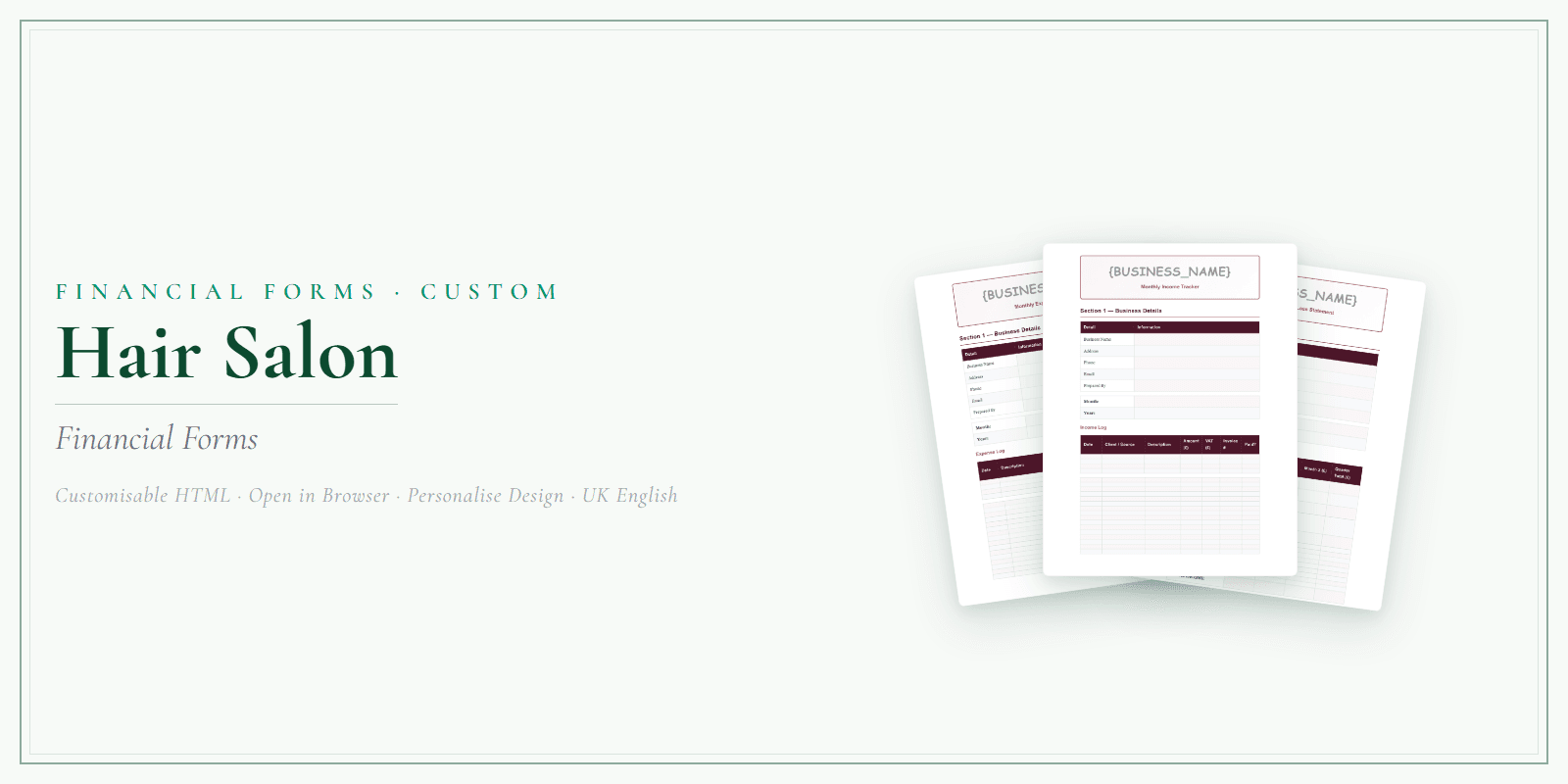 Financial Forms Bundle — Customisable