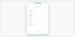 Hair Salon — Price List & Service Menu, PDF product overview