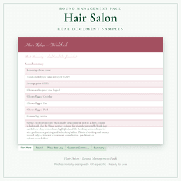 Hair Salon — Round Management Pack, PDF sample pages