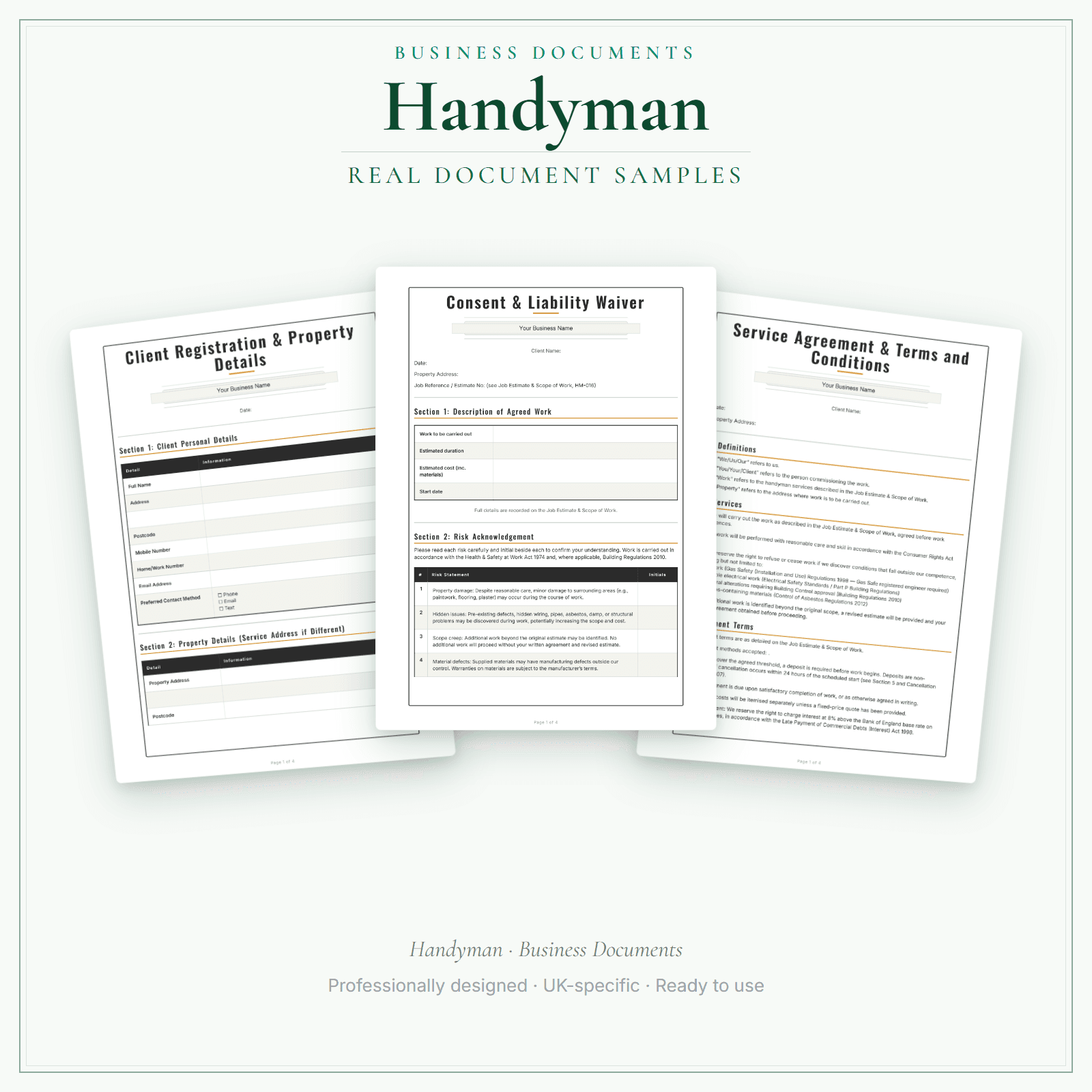 Business Documents — Premium — sample document pages