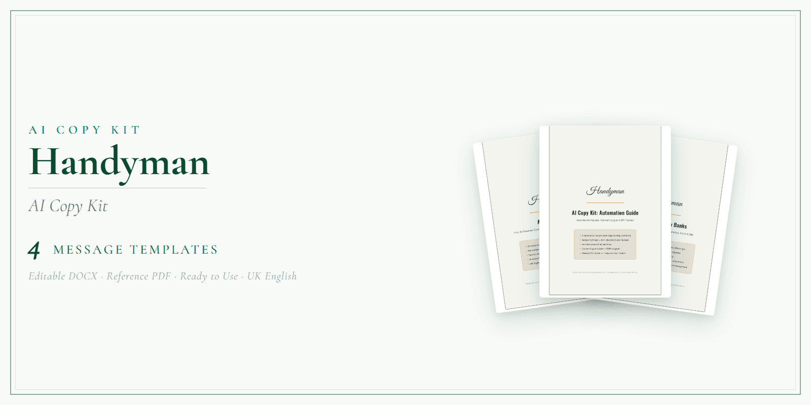 Handyman — AI Copy Kit, PDF and editable DOCX product overview