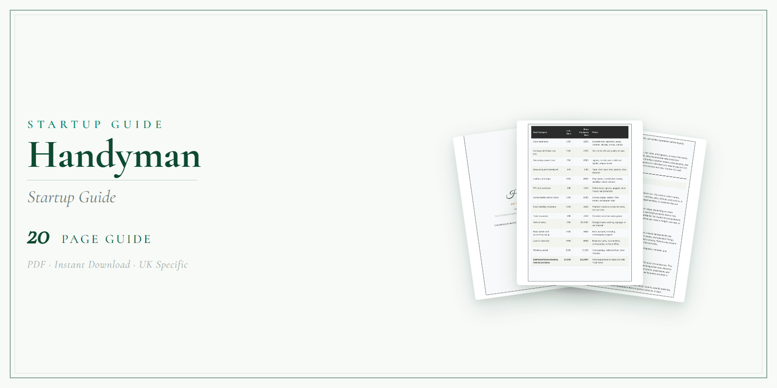 Handyman — Startup Guide, PDF guide product overview