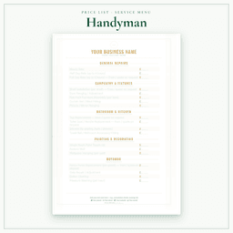 Handyman — Price List & Service Menu, PDF sample pages