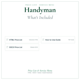 Handyman — Price List & Service Menu, PDF what's included preview
