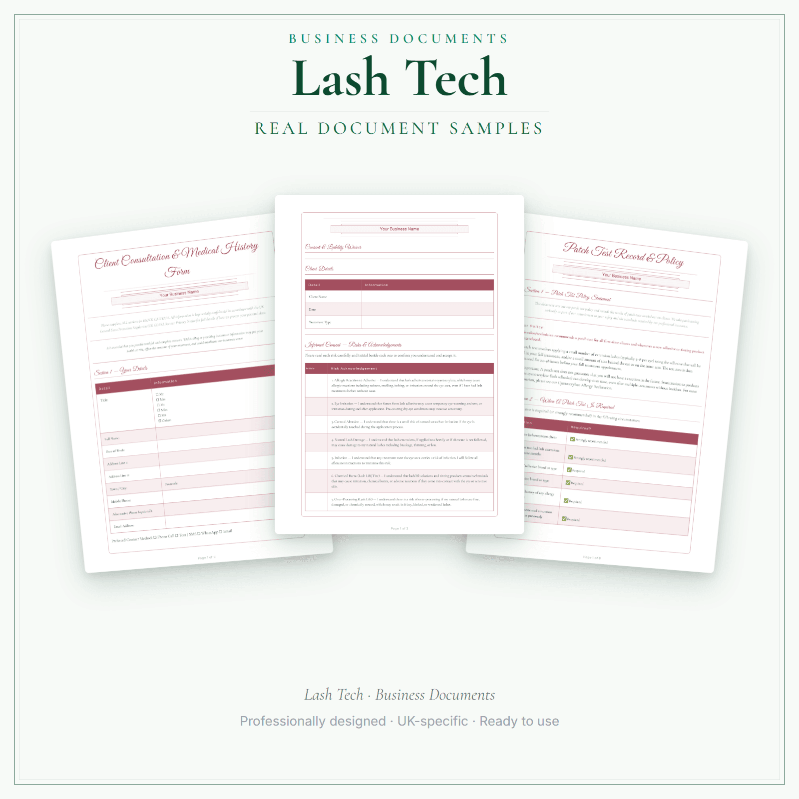 Business Documents — Standard — sample document pages