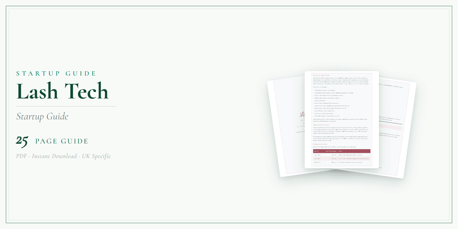 Lash Tech — Startup Guide, PDF guide product overview