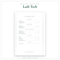 Lash Tech — Price List & Service Menu, PDF product preview