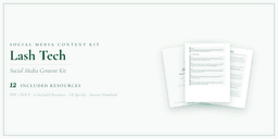 Lash Tech — Social Media Content Kit, PDF and editable DOCX product overview