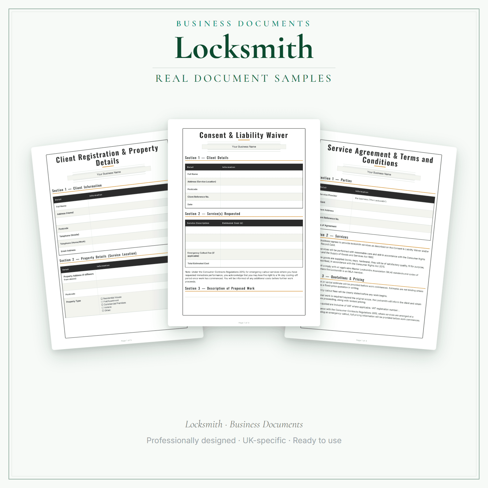 Business Documents — Premium — sample document pages