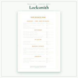 Locksmith — Price List & Service Menu, PDF sample pages