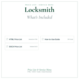 Locksmith — Price List & Service Menu, PDF what's included preview