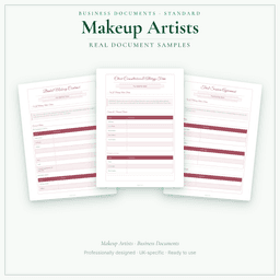 Makeup Artists — Business Documents — Standard, PDF with fillable header sample pages