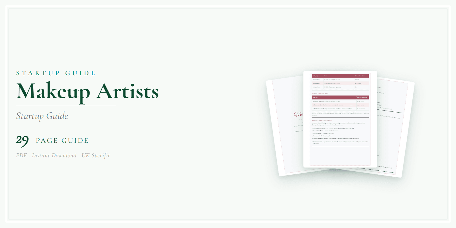 Makeup Artists — Startup Guide, PDF guide product overview