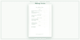 Makeup Artists — Price List & Service Menu, PDF product overview
