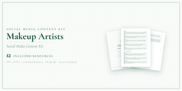 Makeup Artists — Social Media Content Kit, PDF and editable DOCX product overview