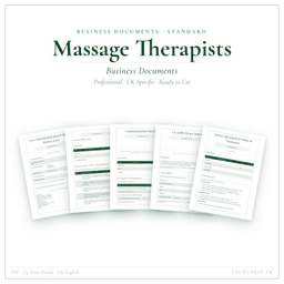 Massage Therapists — Business Documents — Standard, PDF with fillable header product preview