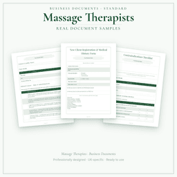 Massage Therapists — Business Documents — Standard, PDF with fillable header sample pages