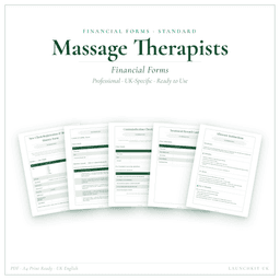 Massage Therapists — Financial Forms Bundle — Standard, PDF with fillable header product preview