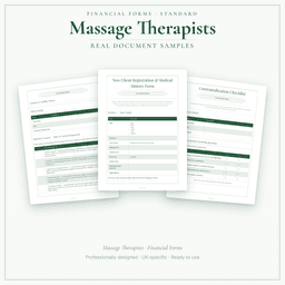 Massage Therapists — Financial Forms Bundle — Standard, PDF with fillable header sample pages