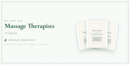 Massage Therapists — AI Copy Kit, PDF and editable DOCX product overview