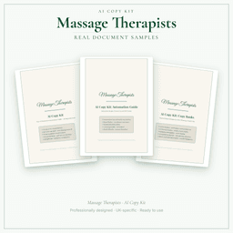 Massage Therapists — AI Copy Kit, PDF and editable DOCX sample pages