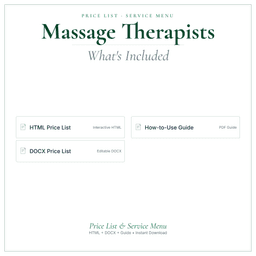 Massage Therapists — Price List & Service Menu, PDF what's included preview