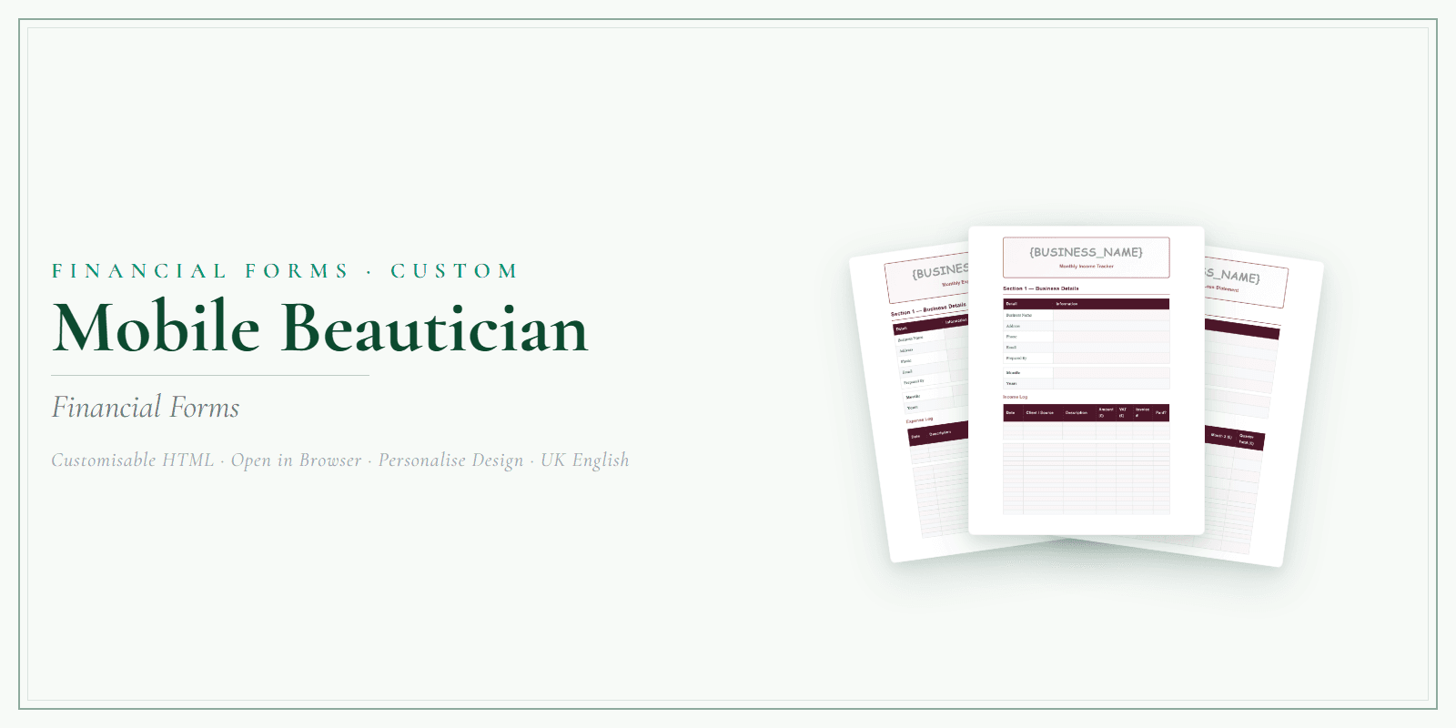 Financial Forms Bundle — Customisable