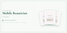 Mobile Beautician — AI Copy Kit, PDF and editable DOCX product overview
