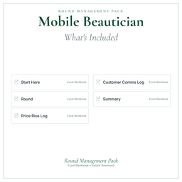 Mobile Beautician — Round Management Pack, PDF what's included preview
