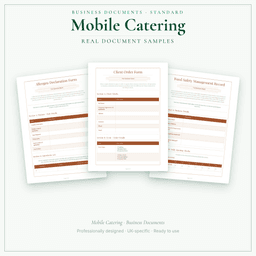 Mobile Catering — Business Documents — Standard, PDF with fillable header sample pages