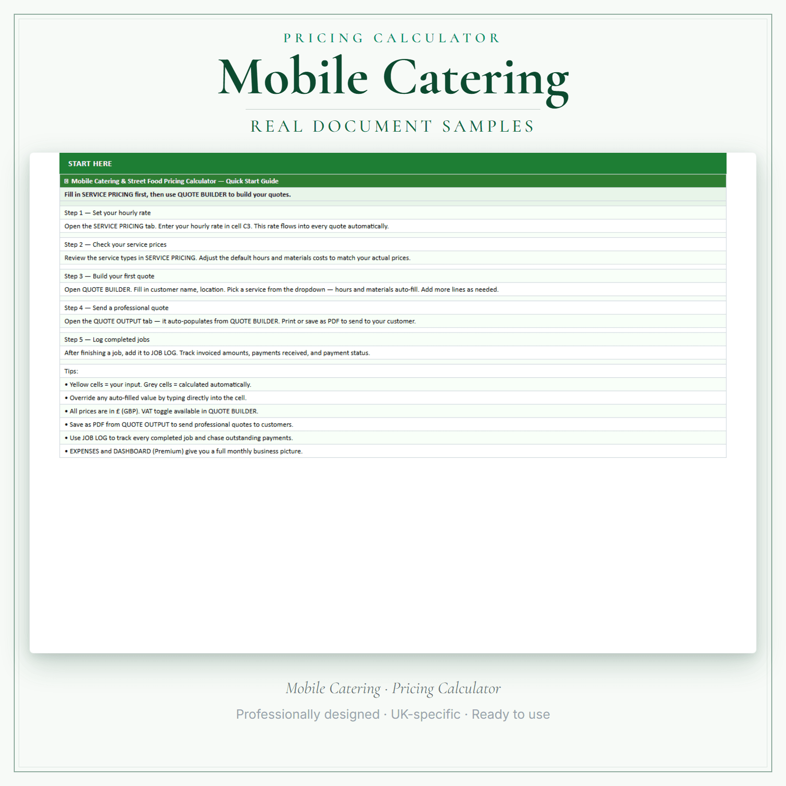 Pricing Calculator — Premium — sample document pages