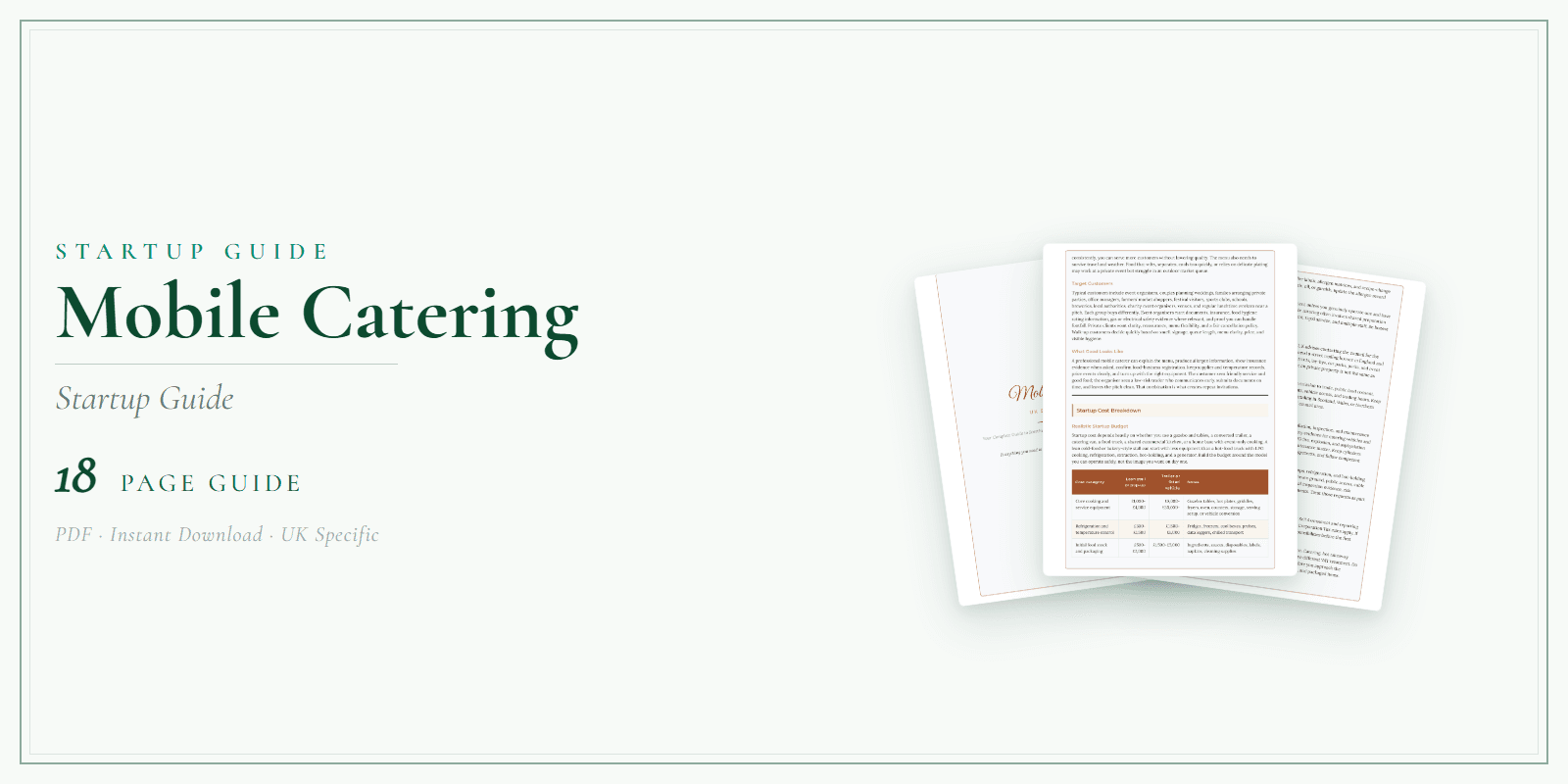 Mobile Catering — Startup Guide, PDF guide product overview