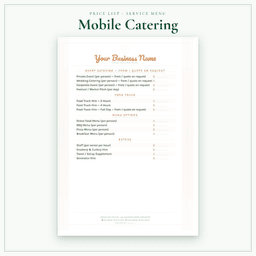 Mobile Catering — Price List & Service Menu, PDF sample pages