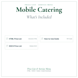 Mobile Catering — Price List & Service Menu, PDF what's included preview