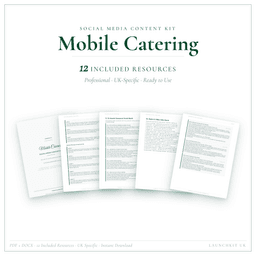 Mobile Catering — Social Media Content Kit, PDF and editable DOCX product preview