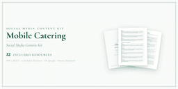 Mobile Catering — Social Media Content Kit, PDF and editable DOCX product overview