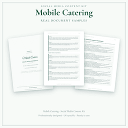 Mobile Catering — Social Media Content Kit, PDF and editable DOCX sample pages
