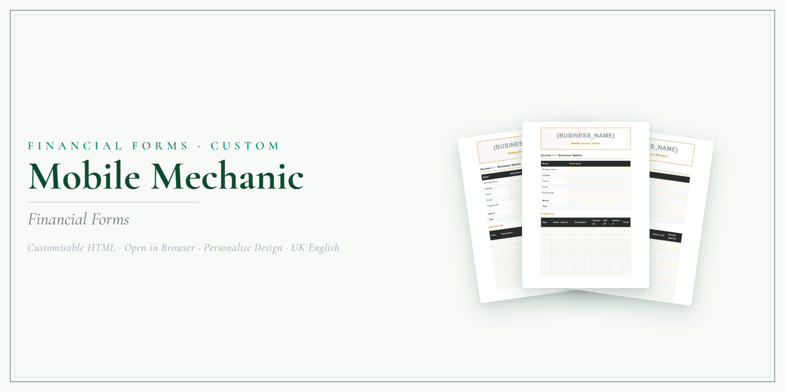 Financial Forms Bundle — Customisable